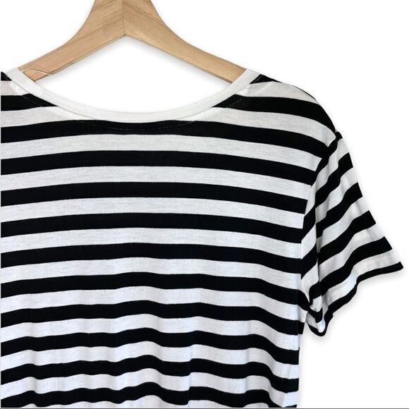 Striped Bow Tie Hem Round Neck T Shirt - Picture 6 of 8